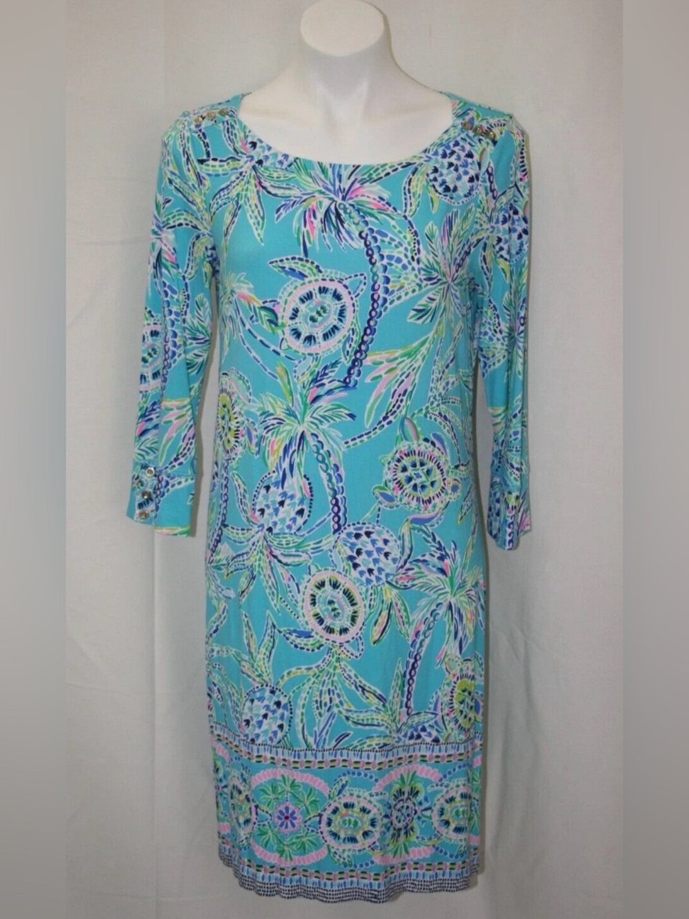 Lilly Pulitzer Sophie Dress UPF 50+ Bermuda Blue Turtle Szn Size M NWT - Picture 7 of 7